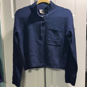 Everlane Navy Blue Button-Up Sweater